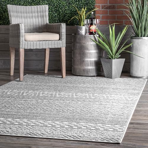 nuLOOM Kamryn Textured Tribal Indoor/Outdoor Area Rug, 4x6, Grey - color: Grey, size: 4' x 6' (Rectangular)