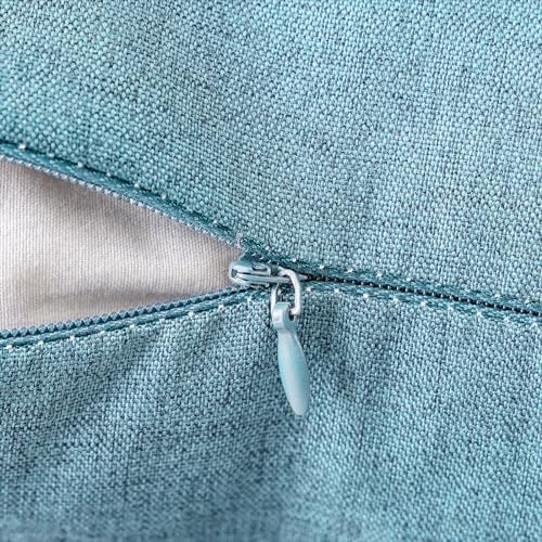 MIULEE Pack of 2 Decorative Outdoor Solid Waterproof Throw Pillow Covers Faux Linen Garden Farmhouse Coastal Cushion Cases for Summer Patio Tent Balcony Couch Sofa 16x16 Inch Blue Gray - color: Blue Gray, size: 16" x 16" (Pack of 2)