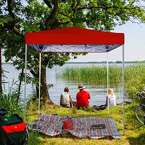 Sunnyglade 6x4 Ft Pop-Up Canopy Tent Outdoor Portable Instant Shelter Folding Canopy with Carry Bag - color: Red
