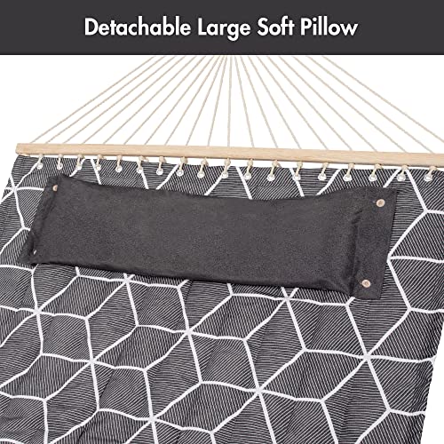 ANOW Double Hammock with Stand Included, 2 Person Hammock with Stand for Outside, 450 LBS Weight Capacity, Gray Cube - color: Gray Cube, size: 2 Person With Stand