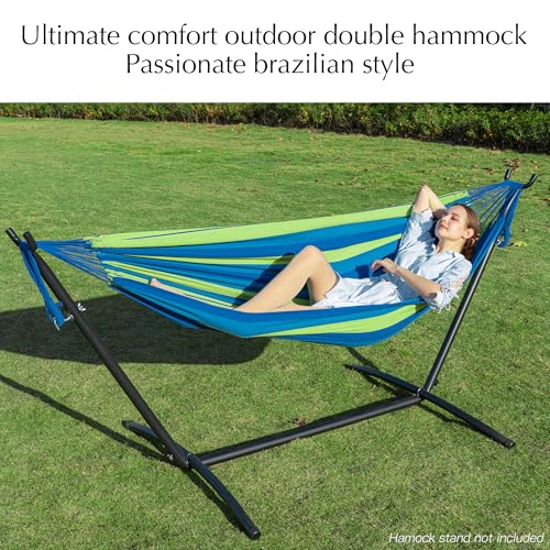 PNAEUT Double Hammocks for Outside, Replacement Outdoor Tree Hammock for Indoor Patio Porch Garden (Blue, Medium) - color: Blue, size: Medium