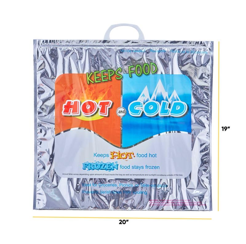 Superio Hot and Cold Insulated Bags for Food Delivery, Grocery Shopping Bags, Food Storage for Hot and Frozen Food for Travel, Disposable Cooler Bag, Reinforced Thermal Lunch Bag (24, 20" x 19") - color: 24 Pack, size: X Large (Grocery Size)