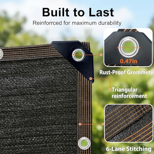 8 x 10 FT Shade Cloth - Garden Shade Mesh Netting with Grommets Outdoor Sun Shade Cover for Pergola Patio Plants Greenhouse Chicken Coop Black Shading Rate 90% - color: Black, size: 8 x 10 FT