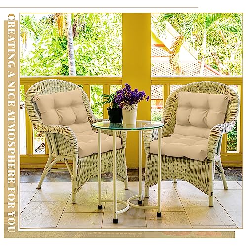 Marsui 4 Pcs Outdoor Indoor High Back Chair Cushions Patio Furniture Tufted Pillow with Ties Water-Resistant Replacement Outdoor Rocking Chair Cushions, 42 x 21 Inches (Beige,Solid Color) - color: Beige, size: Solid Color