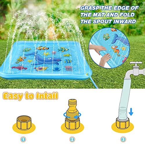 Growsland Splash Pad for Toddlers, Outdoor Sprinkler for Kids, 67" Summer Water Toys Inflatable Wading Baby Pool Fun Gifts for 3 4 5 6 7 8 9 Years Old Boy Girl Backyard Garden Lawn Outdoor Games - style: 67''Square