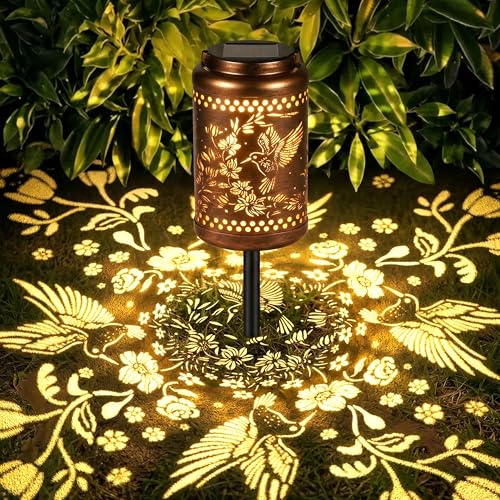 Hummingbird Solar Lanterns Outdoor Waterproof with Ground Stake - Unique Gifts for Women Mom, Mothers Day Gifts - Birthday for Women,House Warming Gift New Home - for Garden Patio Yard Porch Lawn - color: Hummingbird