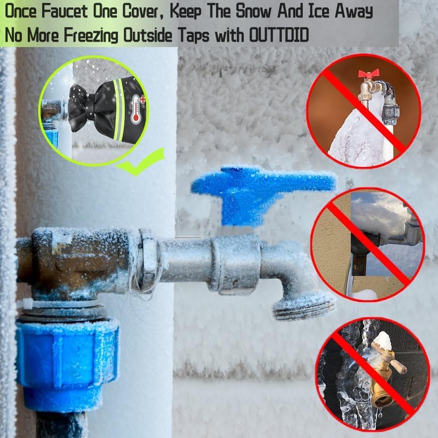 2 Pack Outdoor Faucet Covers for Winter, 18" W x 43" H Outside Yard Hydrant Protector Socks Winter, Insulated Hose Bib Protector Cover, Spigot Pipe Cover Freeze Protection Black - size: 18" W x 43" H - 2 PACK