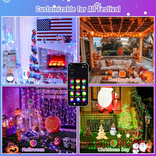 JMEXSUSS 600 LED RGB String Light Outdoor Indoor, Christmas Lights Outdoor Clear Wire Christmas Lights Plug in for Bedroom Tree Room Party Birthday Decorations - color: RGB (Red, Green, Blue), size: 600 LED