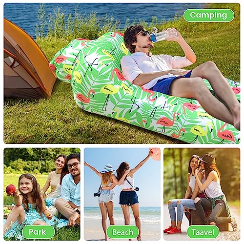 ele ELEOPTION Outdoor Inflatable Camping Couch Waterproof Portable Blow Up Air Sofa Chair Lounger for Backyard Beach Traveling Camping with Compression Sacks (Firebird Print) - color: Firebird Print
