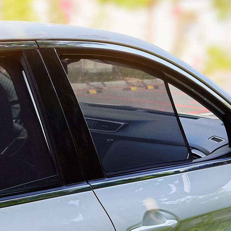 Car Sunshades for Tesla Model S 2012, Windshield Breathable Portable Visor Sunproof UV Rays Privacy Protection Blocking Mosquito,A/4pcs Side - color: A/4pcs Side