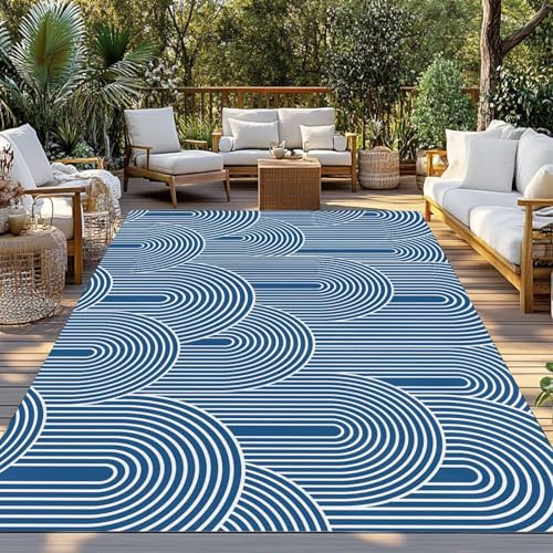 Outdoor Rug 3x5ft, Gray Stripes Boho Ethnic Style Indoor Area Rug for Patio Backyard Deck Large Floor Mat, Abstract Geometric Art Non-Slip Outside Carpet Balcony Porch Camping Rugs Picnic Mat - size: 3' x 5' (Rectangular)