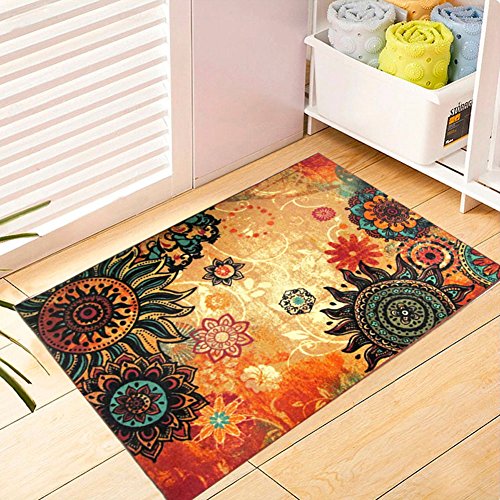 Contemporary Boho Retro Style Abstract Living Room Floor Carpets,Non-Skid Indoor/Outdoor Large Area Rugs,20"x31" Lotus - size: 1'8" x 2'7" (Oblong)