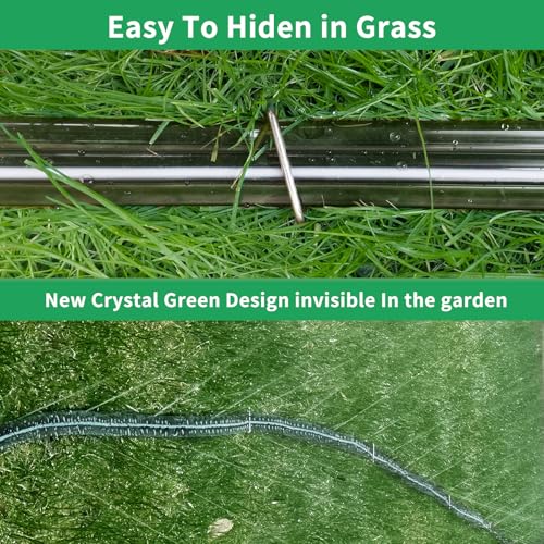 SECBULK 150 FT (75FT*2) Flat Sprinkler Hose for Lawn Watering Garden Soaker Hose with Holes, Heavy Duty Lightweight No-Kink Water Hose with Stakes, Irrigation Hose, Great Fun for Kids and Dog - size: 75ft*2