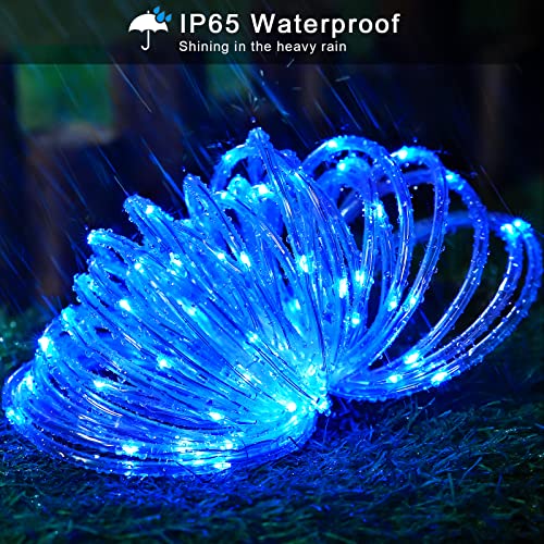 JMEXSUSS 200 LED Pool Accessories Solar Rope Lights Outdoor, 72ft IP 65 Outdoor Waterproof Solar Pool Lights with 8 Modes, Blue Solar Christmas Lights for Trampoline Fence Yard Walkway Christmas - color: Blue, size: 200 LED