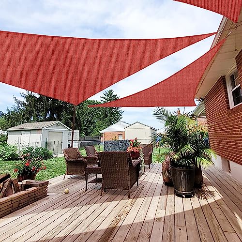 Patio Paradise 3' x 3' x 3' Sun Shade Sail Triangle Canopy Shade Cloth Fabric Sunlight Block Patio Pergola Cover HDPE Deck Awning for Outdoor Backyard Roof Shading, Red - color: Red, size: 3' x 3' x 3'