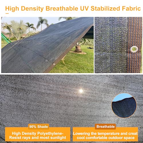 UCINNOVATE 90% Sunblock Shade Cloth with Grommets, 6.5x13 ft Durable Garden Shade Net Fabric Mesh Sunscreen UV Resistant Plant Sunshade for Chicken Coop Outdoor Pergola Canopy Barn Kennel Patio Lawn - color: 90% Shading Rate, size: 6.5X13FT