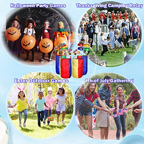CWLAKON Outdoor Games, Potato Sack Race Bags for Kids Adults, Egg Spoon Relay Race, 3 Legged Race Bands, Birthday Party, Field Day Family Reunion Carnival Outside Yard Lawn Easter Fall Festival Games - size: Pack of 24 Oxford Cloth
