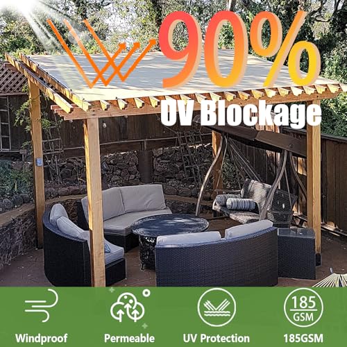 POYEE 90% 12x12ft Sun Shade Cloth for Outdoor Deck Backyard Patio Garden Pergola Cover Canopy Gray - size: 12x12ft
