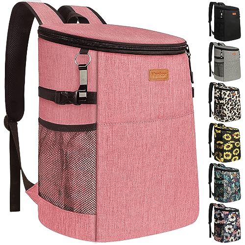 Camping Cooler Backpack 30 45 Cans, Soft Backpack Coolers Insulated Leak Proof Travel Cooler Bag Waterproof Lunch Picnic Beach Work Trip Thermal Bag Drink Beverage Beer Bag Cooler - color: Coral Red, size: 30 Cans
