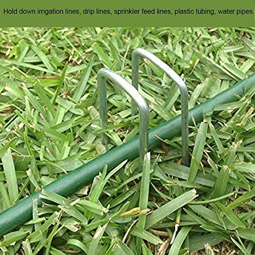 AAGUT 12 Inch Garden Stakes Landscape Staples, 25 Pcs U Shaped 11 Gauge Galvanized Pins Metal Fence Ground Stakes for Gardening, Chicken Wire, Irrigation Tubing, Camping Tent, Secure Lawn Fabric - color: Silver, size: 12'' x 25Pcs-11Ga