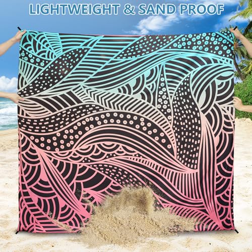 AISPARKY Beach Blanket Waterproof Sandproof Quick Drying Beach Mat Extra Large Outdoor Picnic Blanket for Travel Camping Hiking - color: Sbw-jb-flh, size: 79" X 83"