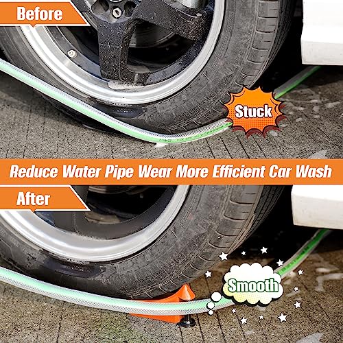 Dreyoo 4 Pcs Car Hose Guide, Tire Hose Roller for Car Washing, Detailing Tire Hoses Guide Preventing Pressure Washer Hoses Stuck Under The Wheels, Plastic Wash Tool to Avoid Snagging(Orange) - color: Orange