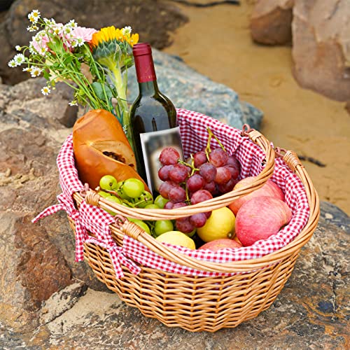 Picnic Outdoor Blankets Waterproof Extra Large - Beach Mat Foldable with Carry Strap Camping Woodchip Picnic Basket with Double Folding Handles, Natural Woven Basket, Gift Packing Woven Basket
