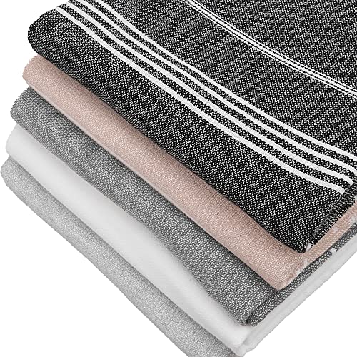 HAVLULAND Set of 5 Turkish Beach Towel Oversized 39x71 Turkish Bath Towels Highly Absorbent Quick Dry Extra Large Sand Free Beach Towels for Beach Pool Spa Gym Yoga Travel Camping Blanket - color: Multicolor
