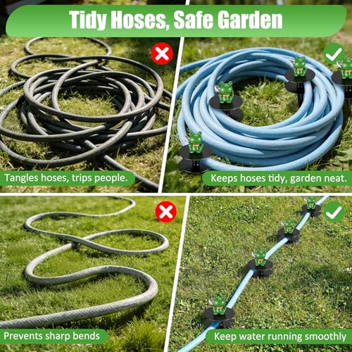 6 Pcs Frog Garden Hose Guide Stakes, 8.7" Heavy Duty Cast Iron Hose Guide for Garden, Metal Water Hose Guide, Rustproof Decorative Hose Guides for Outside Flower Beds, Lawn & Plant Protection - style: Frog