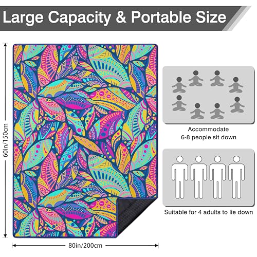 Waterproof Picnic Blankets Foldable & Portable 60''x80'' Boho Picnic Mat for Outdoors, Large Washable Picnic Blanket for Travel Camping Beach, Park Grass Picnic Blanket Accessories for Adults - color: Picnic Mat 04, size: 60" x 80"