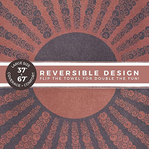FESHKA Sand Free Turkish Beach Towel (37 x 67) Quick Dry Bath Towel, Oversized Beach Blanket, Lightweight for Travel - Made with 100% Organic Turkish Cotton - Golden Hour (Maroon/Dark Navy) - color: 15 - Maroon/Dark Navy