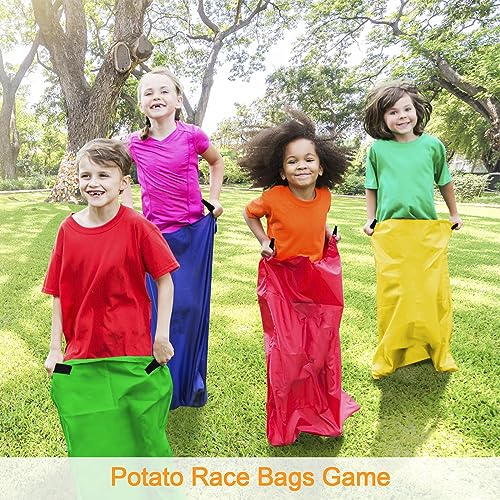Potato Sack Race Bags - 32PCS Outdoor Games Sack Race Bags for Adults and Kids,3 Legged Race Bands,Egg Spoon Relay Race,Bean Bag Toss,Party Games for Kids,Field Day Games for Adults