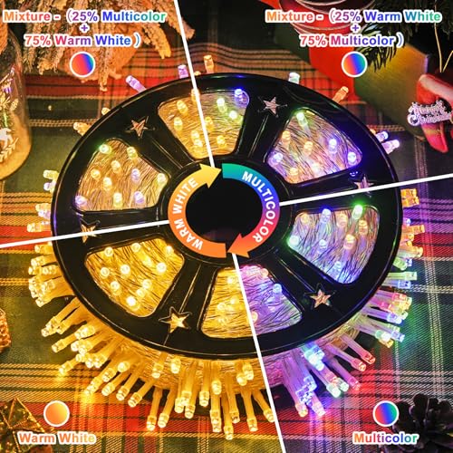 JMEXSUSS 600 LED Color Changing String Lights Plug in, 168FT Warm White & Multicolor Christmas Lights with Remote, Christmas String Lights Outdoor Waterproof Clear Wire for Tree Xmas Decor - color: Warm White to Multicolor, size: 600 LED