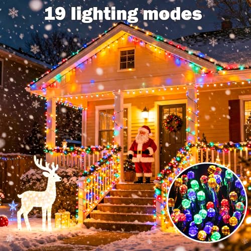 SOLARBABY Solar Christmas Lights Outdoor,142Ft 400 LED Crystal Beads Solar String Lights with Remote,19 Mode Christmas Light Solar Power Waterproof for Garden Patio Xmas Tree Christma Decor,Multicolor - color: Muticolor, size: 1 Pack