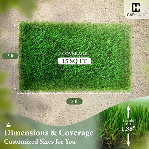 CAPHAUS 36 X 60 Inches Artificial Turf Grass Indoor/Outdoor, Faux Grass Decor, Grass Pad Mat for Pet Dogs, Potty Training with Drainage, Realistic Fake Grass Rugs for Garden, Lawn, Patio, Balcony - size: 15 SQ.FT