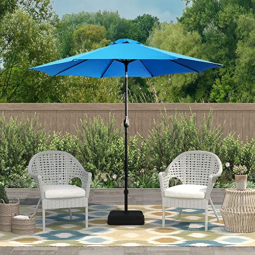ABBLE Outdoor Patio Umbrella 9 Ft Stripe with Crank and Tilt, Weather Resistant, UV Protective Umbrella, Durable, 8 Sturdy Steel Ribs, Market Outdoor Table Umbrella - Aqua - color: Aqua