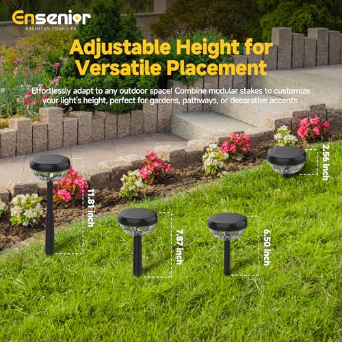 Ensenior 10-Pack Solar Lights Outdoor, Auto ON/Off 6500K LED Solar Garden Lights for Pathway, Yard, Patio, Walkway, Flower Bed, Halloween Christmas Landscape Lighting, IP65 Waterproof, Flag Lights - color: Cool White, size: Pack of 10