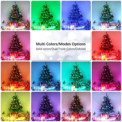 BrizLabs Fairy String Lights - 2 Pack 66ft 200 LED Color Changing Fairy Lights with Remote, Plugin Red White Blue Twinkle Light Rainbow Firefly Starry Light for Xmas Tree Halloween July 4th Easter - color: 2 Pack 200 LED Adapter