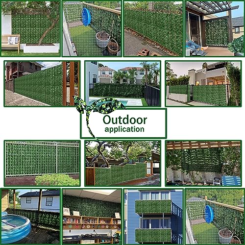 Odtory Artificial Ivy Privacy Fence Wall Screen: 72 x144 in UV-Anti Faux Greenery Backdrop Ivy Vine Leaf Hedges Fence Panels for Patio, Balcony, Garden, Backyard Indoor Outdoor Green Wall Decor - size: 6 ft x 12 ft- Vine Leaf 1