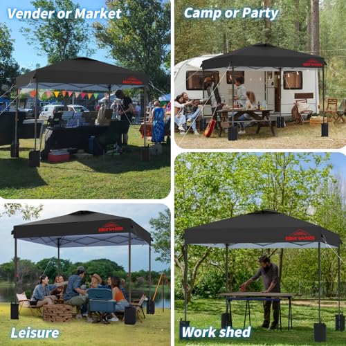 8x8 Pop Up Canopy, Easy Up Canopy Tent, Heavy Duty Tents for Parties, One Person Set Up Event Tent, Black - color: Black, size: 8x8