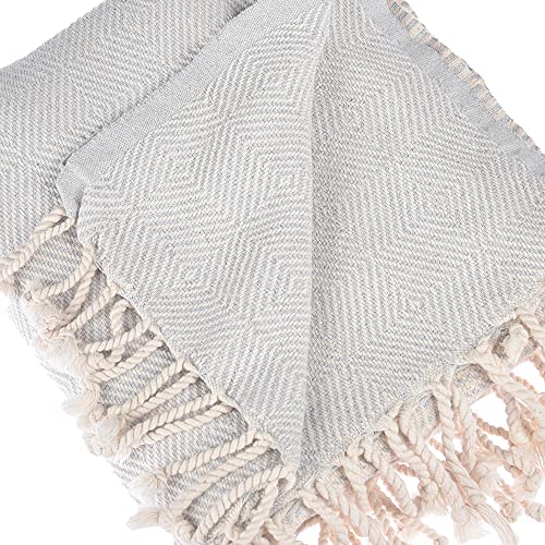 Personalized Embroidered Beach Towel | Throw Blanket, Easy Carry, Sand Free, Highly Absorbent, Quick Dry, Turkish Towels for Camping Bath Sauna Beach Gym Pool Yoga SPA by Lahammam, Mediterranean, Gray - color: Gray, size: Mediterranean