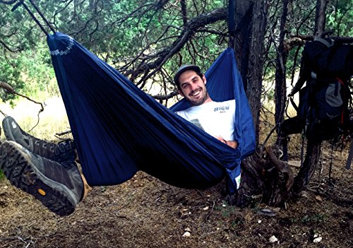 Hammock Bliss Ultralight - Lightweight Compact Portable Camping Adventure Hammock - Quality You Can Trust - 80" / 200 cm Rope Per Side Included - Only 13 oz / 380 Grams (Blue) - color: Blue