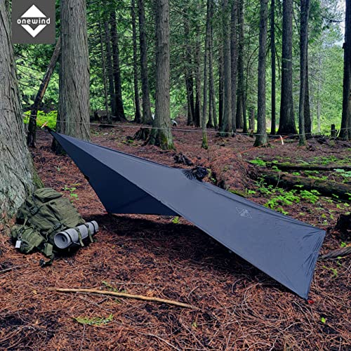 onewind Hooded Rain Poncho, Silnylon Rain Coat Versatile Survival Shelter Waterproof Breathable Lightweight Poncho - color: Dark Grey-89"*56" (226cm*142cm), size: Small