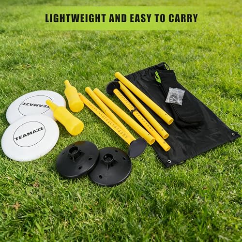 Flying Disc Game Set, Disc Toss Outdoor Games Height Adjustable Bottle Drop Set, Score Tracker, Portable Bottle Set for Family Yard Lawn Beach