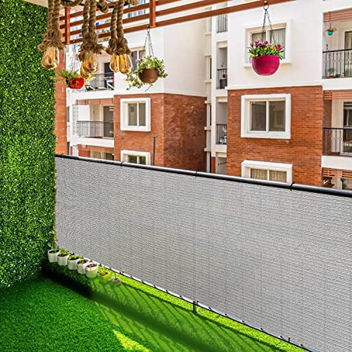 2.5'x3' Balcony Privacy Screen Fence Panels Outdoor Deck Shade Fencing, Apartments Railing Cover UV Protection Outside Screen for Patio Porch, Light Gray - color: Light Gray, size: 2.5'x3'