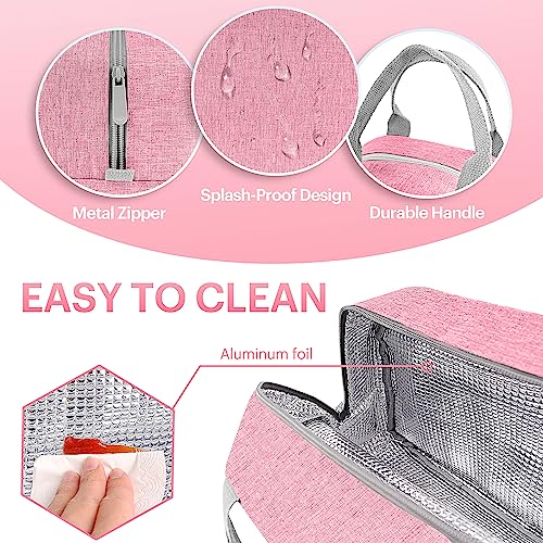 Lunch Bag for Women & Men Adult Insulated Lunch Box, Small Leakproof Cooler Food Lunch Containers Reusable High Capacity Lunch Tote Bags for Work, Travel, Outdoor (Pink) - color: Pink