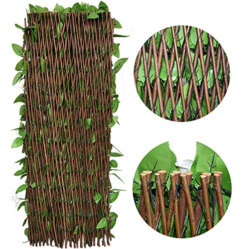 Sumery Expandable Fence Privacy Screen for Balcony Patio Outdoor,Decorative Faux Ivy Fencing Panel,Artificial Hedges (Single Sided Leaves) (1, White Flowers) - color: White Flowers