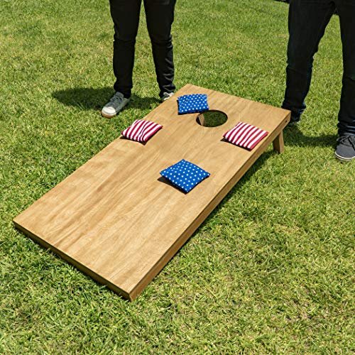 GoSports 4 ft x 2 ft Regulation Size Wooden Cornhole Boards Set with Light Brown Finish - Includes Carrying Case and Bean Bags - color: Dark Green & White, size: 4 ft x 2 ft