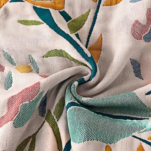 Boho Throw Blanket for Bed 100% Cotton Bohemian Blankets Ultra Soft Woven Muslin Decorative Blankets All Seasons Vintage Quilt Knitted Blanket for Sofa Chair(Yellow, 50"x60") - color: P-1--yellow, size: 50"x60"
