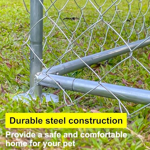 Large Outdoor Dog Kennel, Heavy-Duty Dog Enclosure with Waterproof Cover and Roof, Pet Playpen with for Yard with Cover 6.6'L x 6.6'W x 5.2'H - size: 80.0"L x 80.0"W x 60.0"H